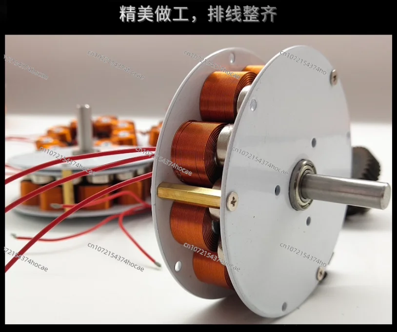 50W miniature disc iron core generator, strong magnetic low speed, multi-pole three-phase AC