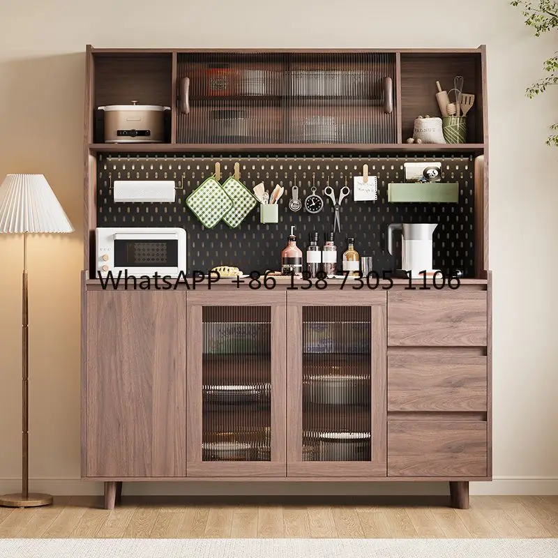 

Solid wood dining sid cabinet integrated storage against the wall double-layer multi-functional wine cabinet storage tea cabinet