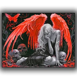 5d diy diamond painting Red Wing Angel Skull diamond mosaic cross stitch 3d embroidery diamond Full round square Fantasy Art,
