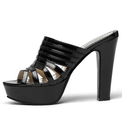 Women's Slippers Summer Shoes 2024 High Heels Sandals Luxury Platform Mules Female Black White Red Party Shoes Large Size 44 50