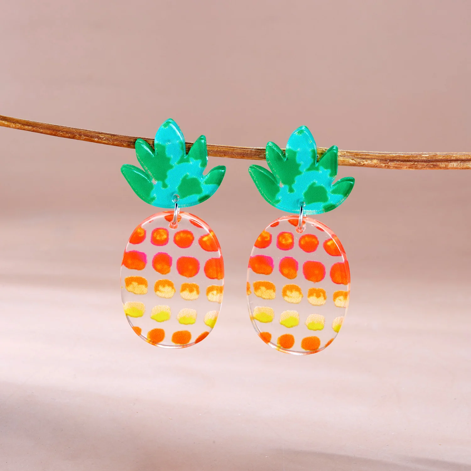 Bunte Muster Acryl Schmetterling Tropfen Ohrringe für Frauen Einfache Obst Geometrie Harz Baumeln Ohrringe Täglichen Schmuck Zubehör – Detail 10