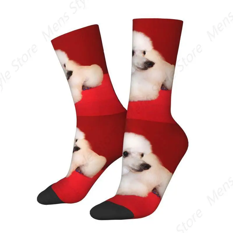 Kawaii Poodle Photographic Print Socks Men Women Warm 3D Print Dog Lover Sports Basketball Socks