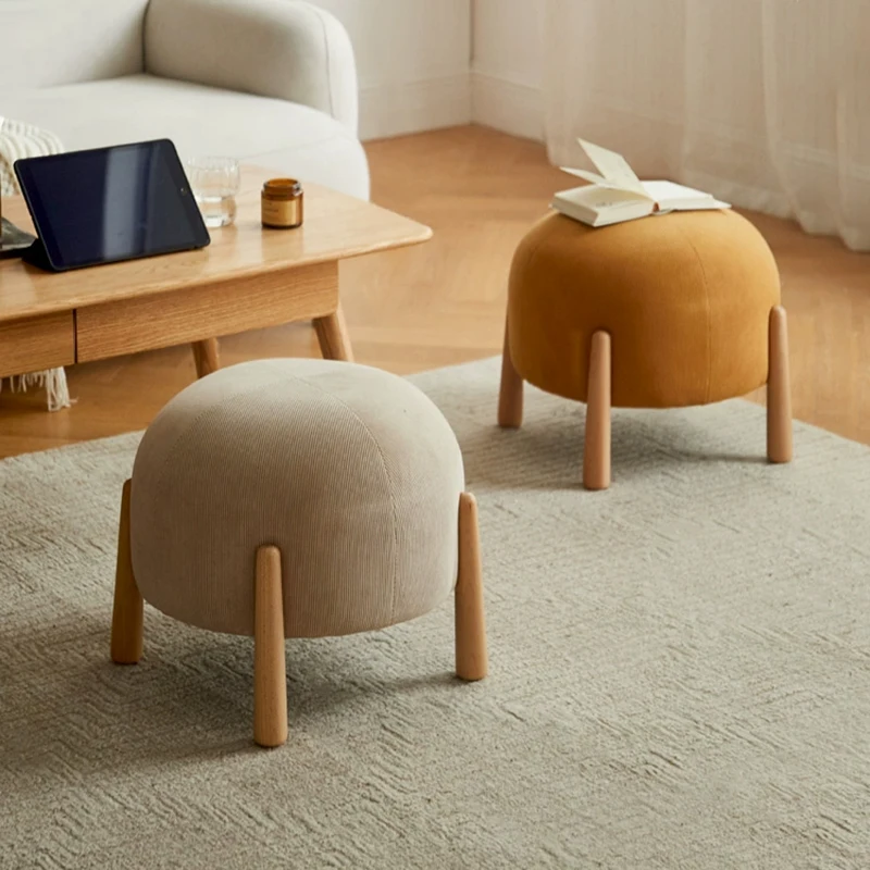 Nordic Furniture,Creative Shoe Changing Stool,Living Room Sofa Footstool,Mushroom Stool,Solid Wood Leisure Chair,Mobile Seats view 3