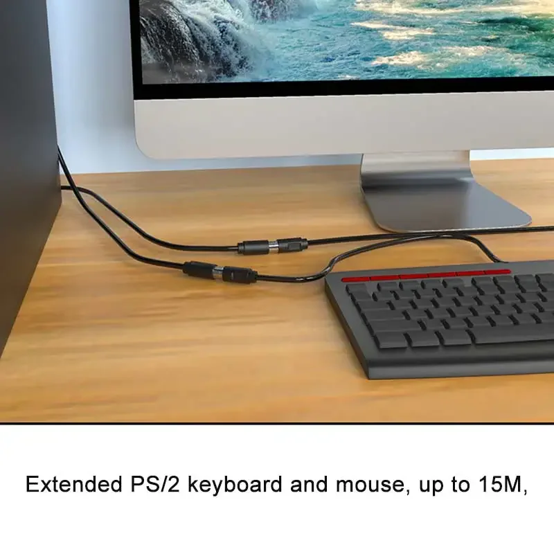 PS/2 Pure Copper Extension Cord Mouse Keyboard Extension Cable Head Round PS2 Male to Male to Female 6 Pin MD6 Pin Extender