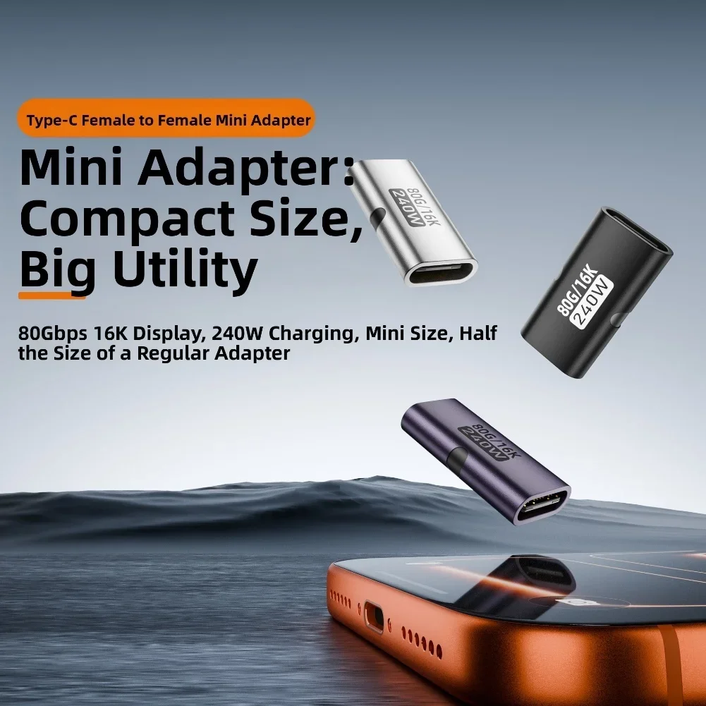 

16K при 60 Гц USB C преобразователь «мама-мама» 204 Вт адаптер-удлинитель быстрая зарядка высокоскоростной разъем магнитный адаптер 80 Гбит/с