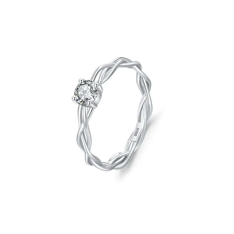 Apexelle Brand Luxury Jewelry 925 Sterling Silver Rings Simple Line Cubic Zirconia Wedding Finger Ring For Women Jewelry