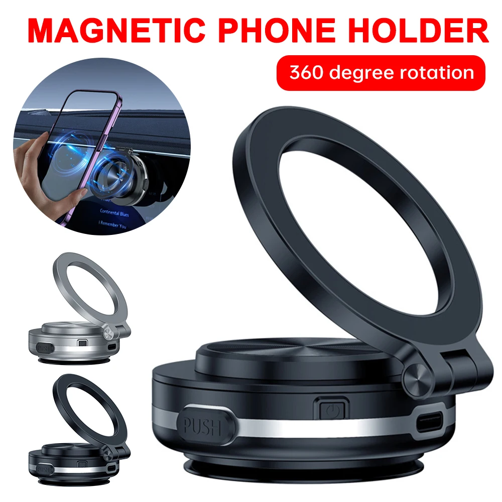 Folding Car Magnetic Vacuum Phone Bracket Intelligent Electronic Car Windshield Mobile Phone Mount One-key Release Phone Holder