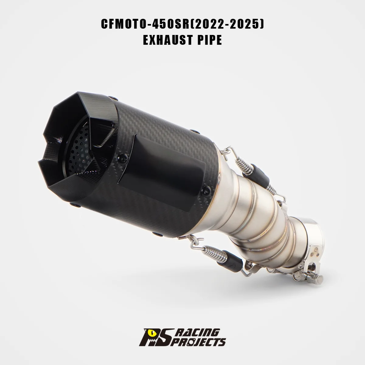 For CFMOTO 450NK 450SR Straight Through Exhaust Middle Link Pipe with Carbon Fiber Muffler Performance Tuned Racing Style
