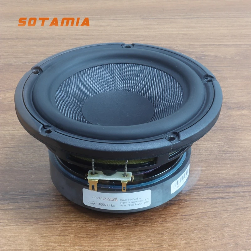

SOTAMIA 1pcs 5 Inch Subwoofer 4 Ohm 60 Watt Large Magnetic Steel Long Stroke Cast Aluminum Basin Frame Hifiy Unit Speaker