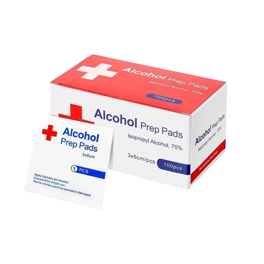 100Pcs 75% Alcohol Disposable Wipes Sanitizing Cutlery Mobile Phone Wounds Ear Piercing First Aid Cleaning Pad Travel Care