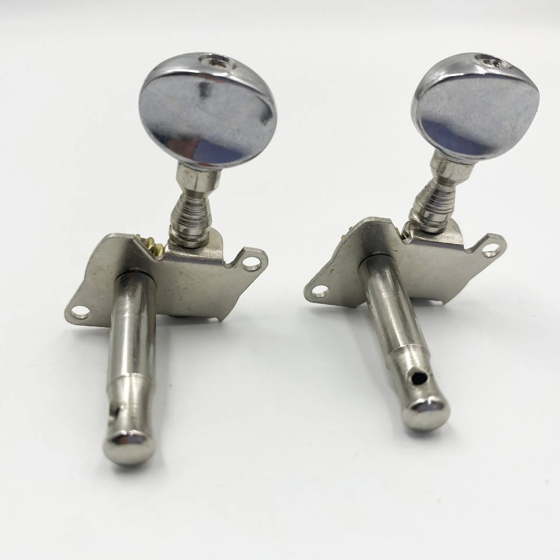 Open Gear Guitar Tuning Pegs Small Round Knob with Diagonal Pattern Acoustic Guitar Long Shaft Machine Heads Chrome Finish