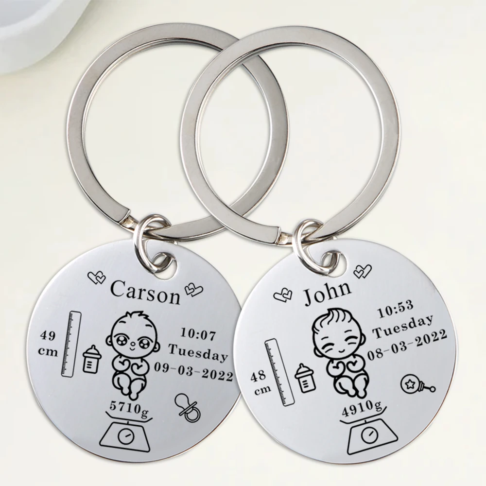 Personalized Newborn Baby Key Chain, Baby Stats Key Chain, New Mom Gift, New Dad Gift, New Baby Birth Keychain, Mommy Keychain