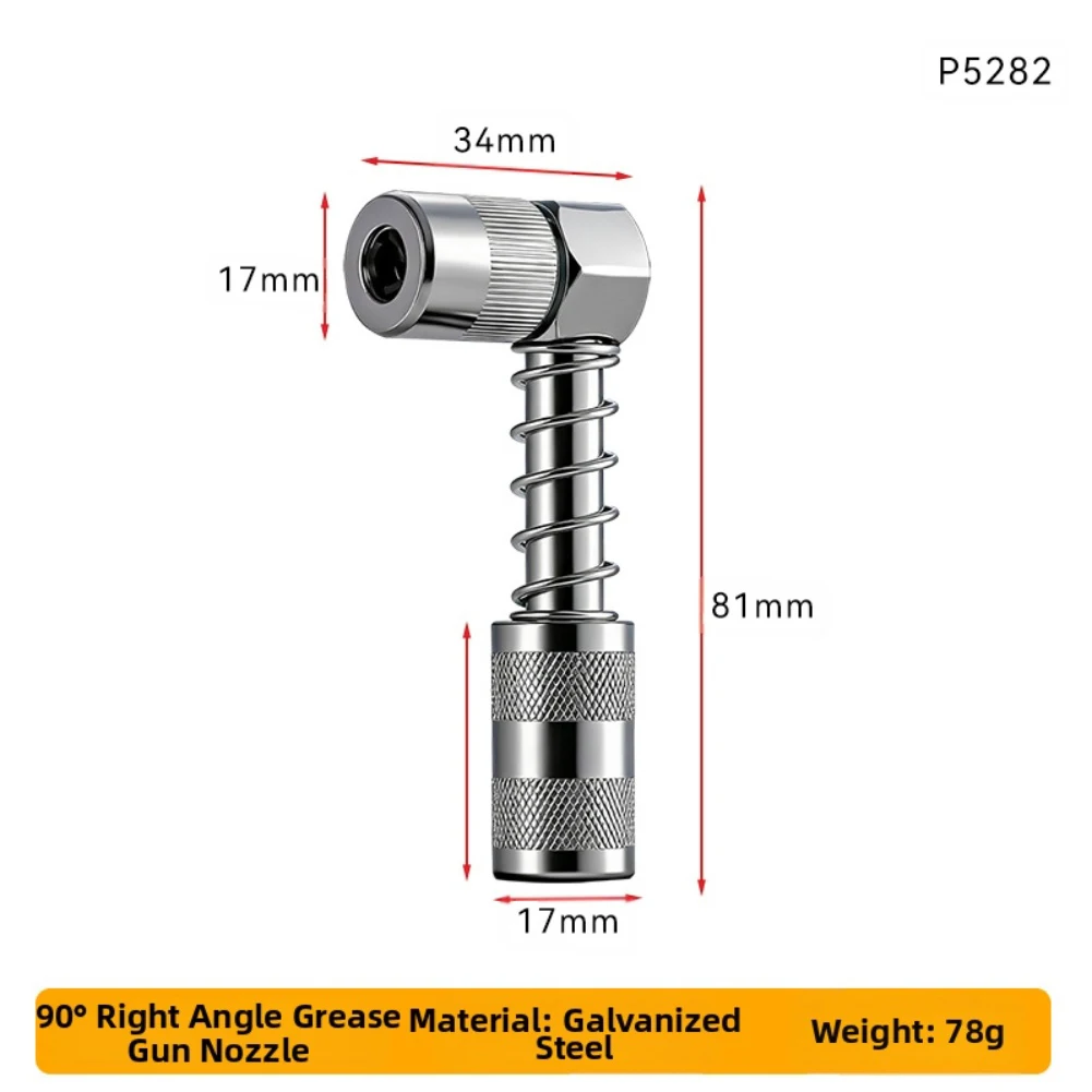 Grease Coupler Adapter Carbon Steel 90 Degree Right Angle Tool Leak Proof for Machinery and Equipment Maintenance