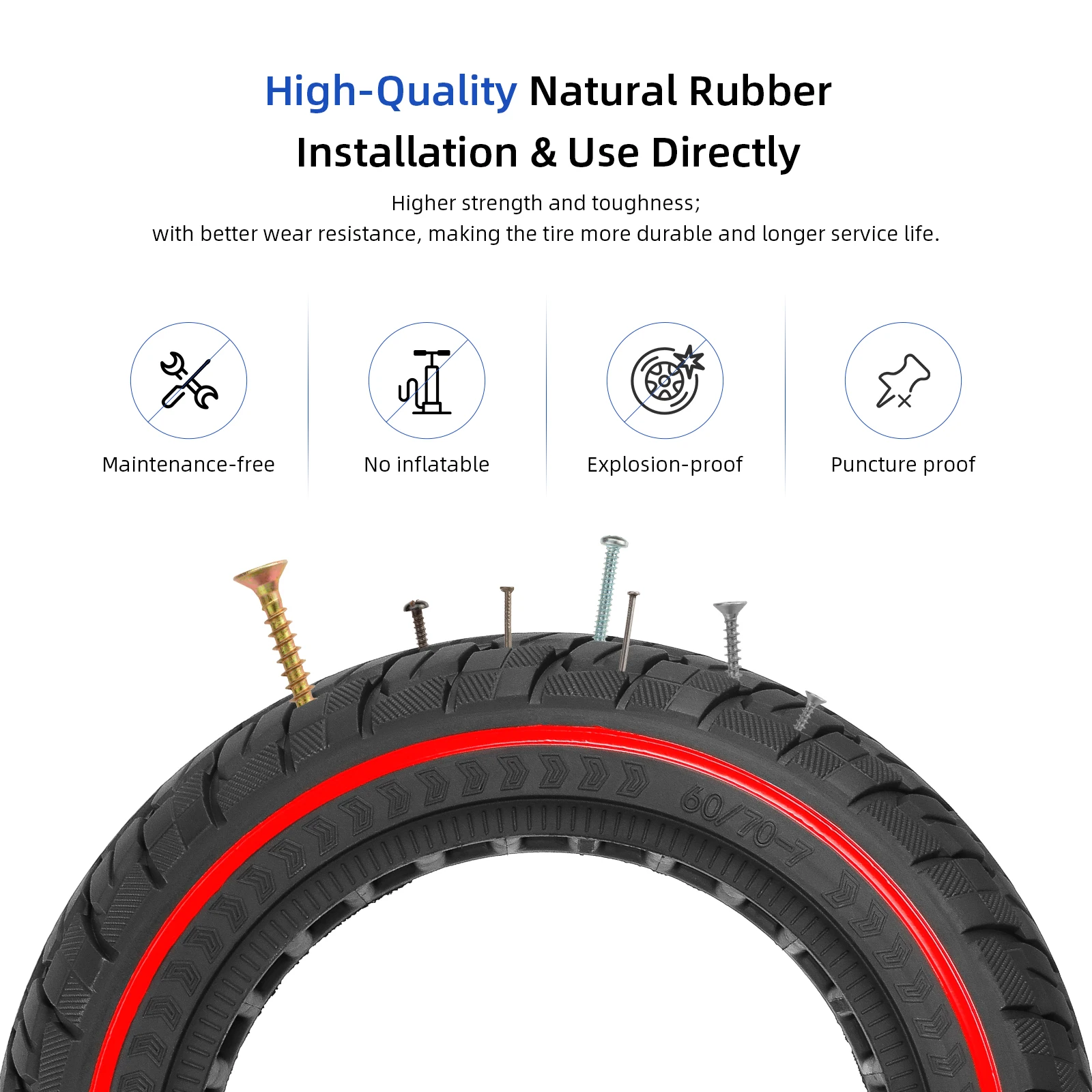 Ulip 10Inch 60/70-7.0 Off-Road Solid Tires For Xiaomi Scooter 4 Pro Wear-resistant Puncture-proof Tyres Rubber Replacement Parts