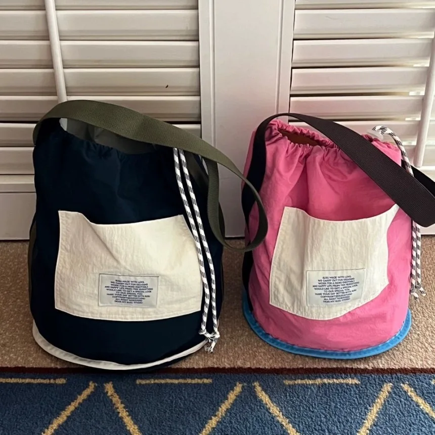 

Korean Niche Design Casual One-shoulder Summer Nylon Waterproof Drawstring Storage Bag