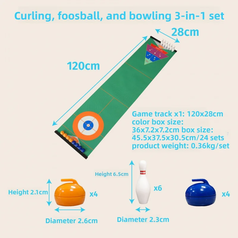Curling Tabletop Game Set, Mini Ice Hockey Bowling Sand Arc Ball Table Game, Indoor Sports Toy for Kids Adults Party Family Fun view 2