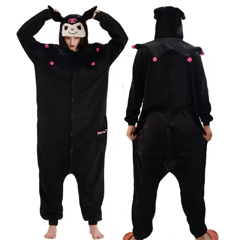 MINISO Unisex Sanrio Kuromi Costumes Onesies Monster Cosplay Pajamas Adult Pyjamas Animal Sleepwear Jumpsuit