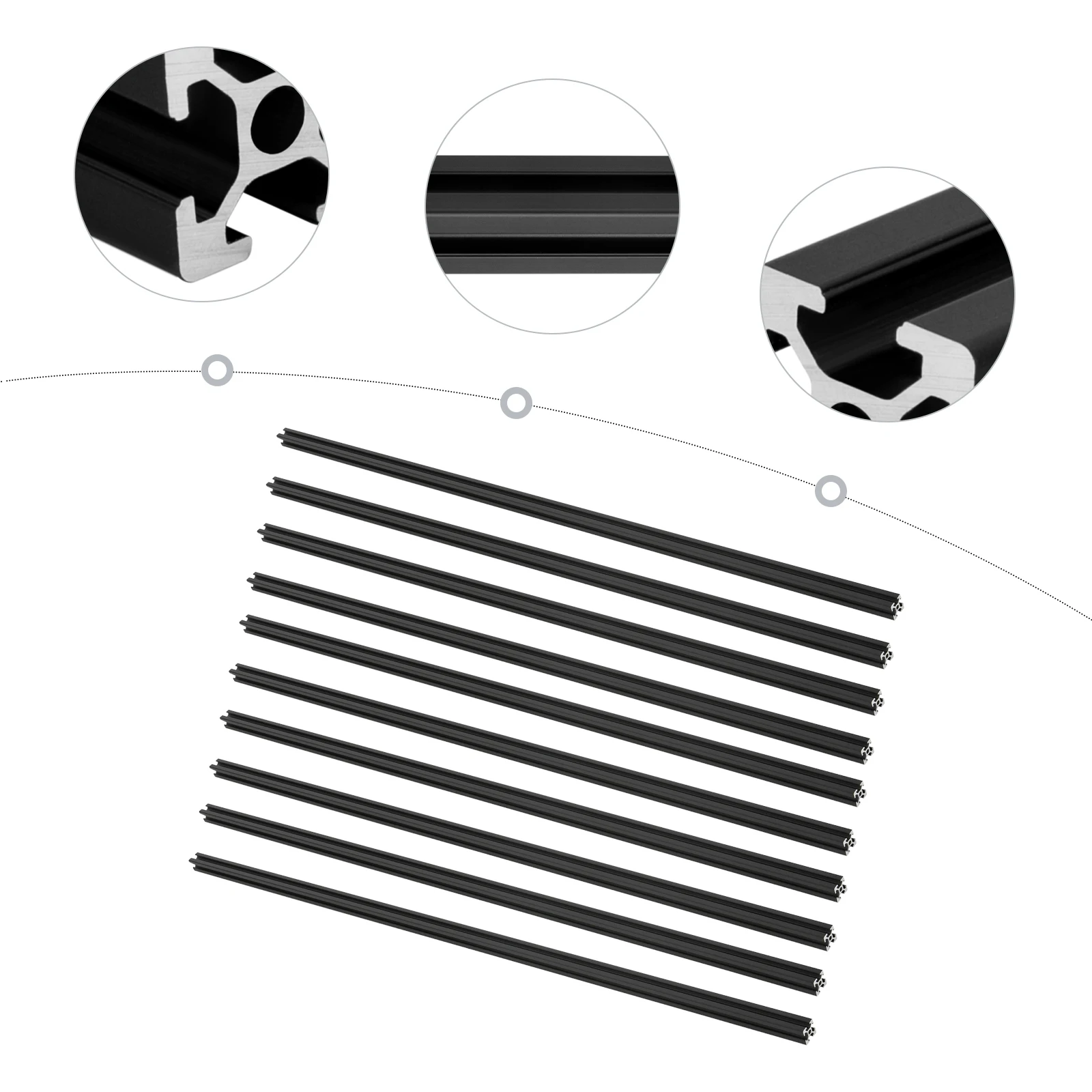20*20*1000mm 2020 T-Slot Aluminum Extrusion For CNC 3D Printer Black 10 Packs US