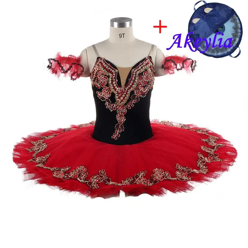 

Don Quixote pre-Professional Tutu Costume Black red Paquita pancake Tutus Classical Ballerina Stage dance wear Women BLST20046