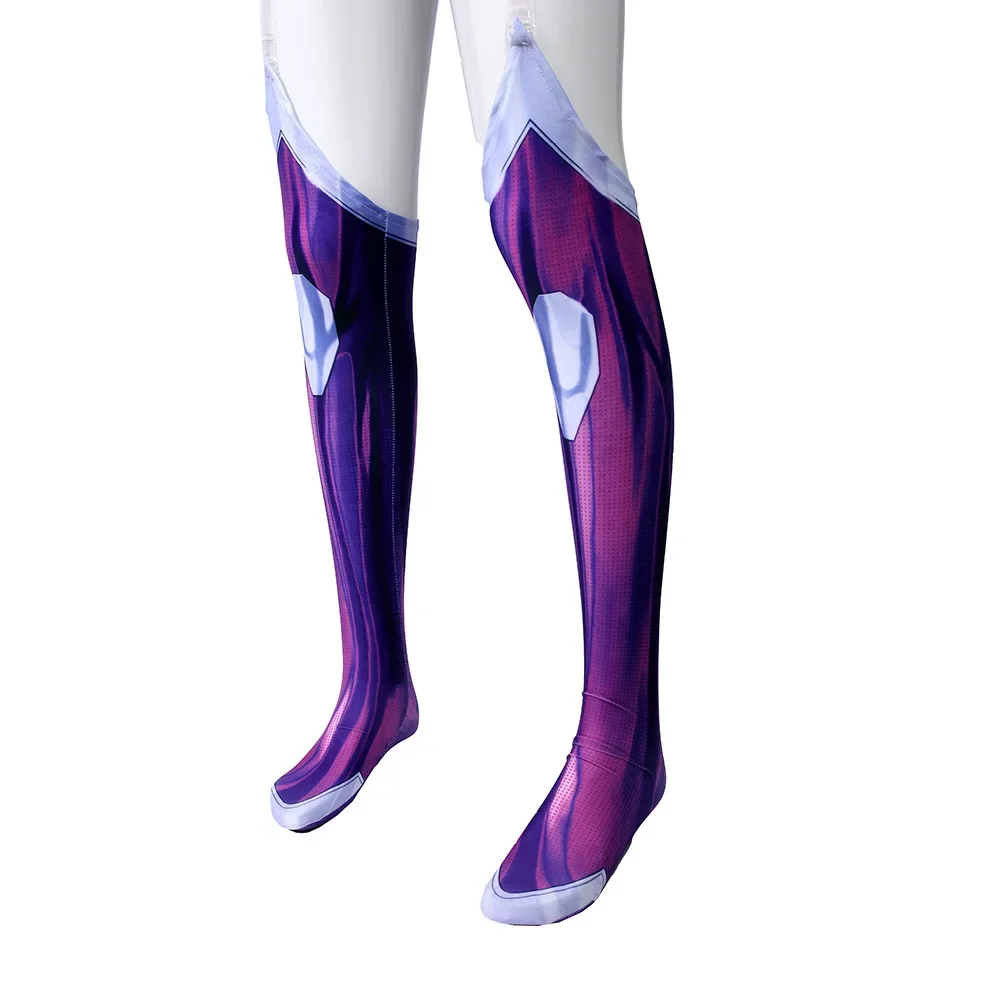 Anime Teen Titans Starfire Jumpsuit Cosplay Costume Superhero Bodysuit Koriand'r Cosplay Halloween Costume Props Zentai Catsuit
