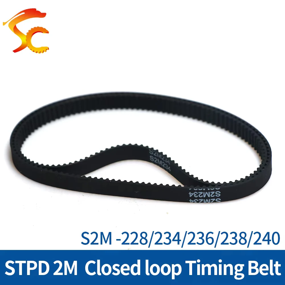 ONEFIRE S2M Timing belt Pitch length 228/234/236/238/240mm Width 6/9/10/15mm STPD 2M Rubber Synchronous belt