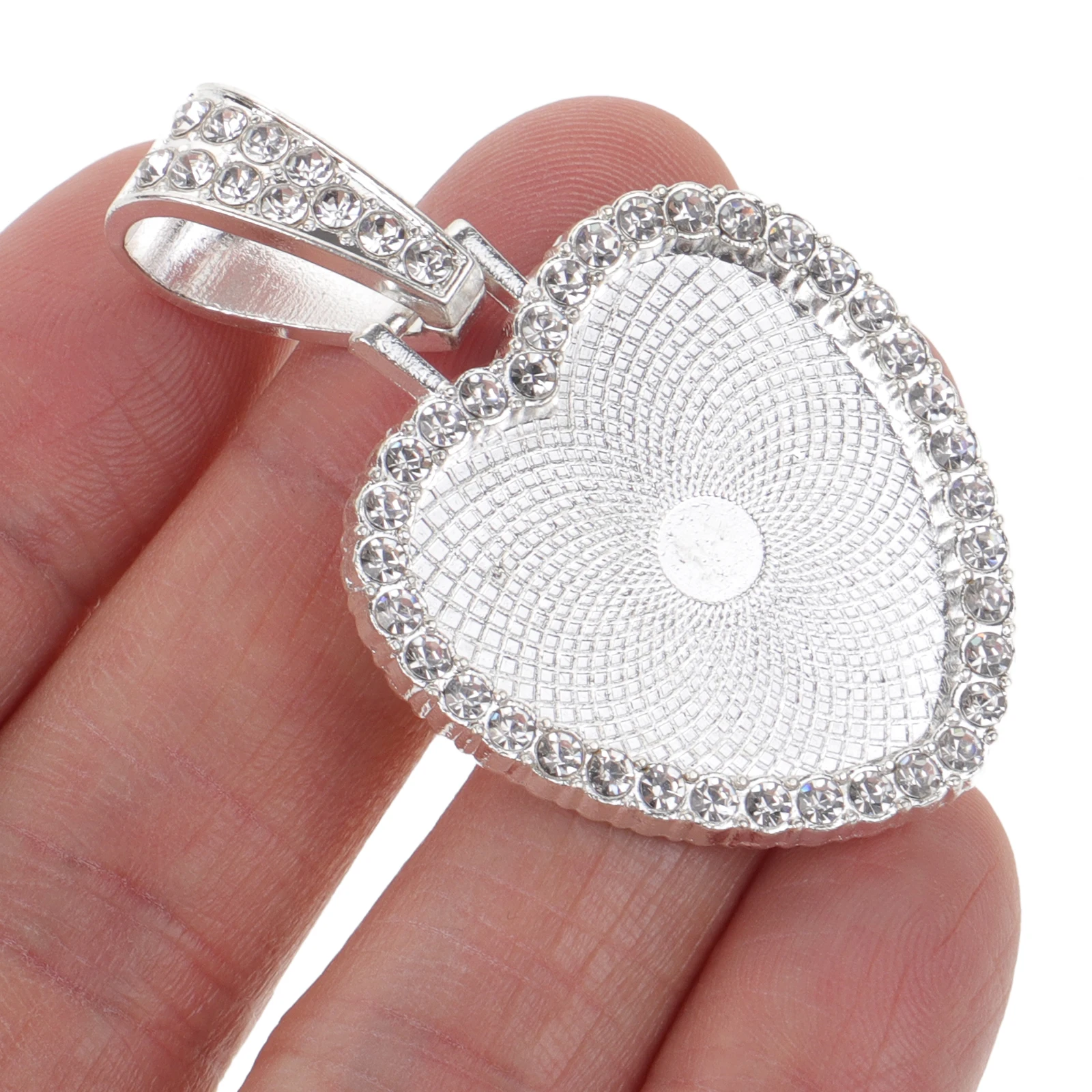 

12 set Heart Bezel Pendant Trays Trays Rhinestone Sublimation Pendant Jewelry Making DIY Necklace Bracelet blanks