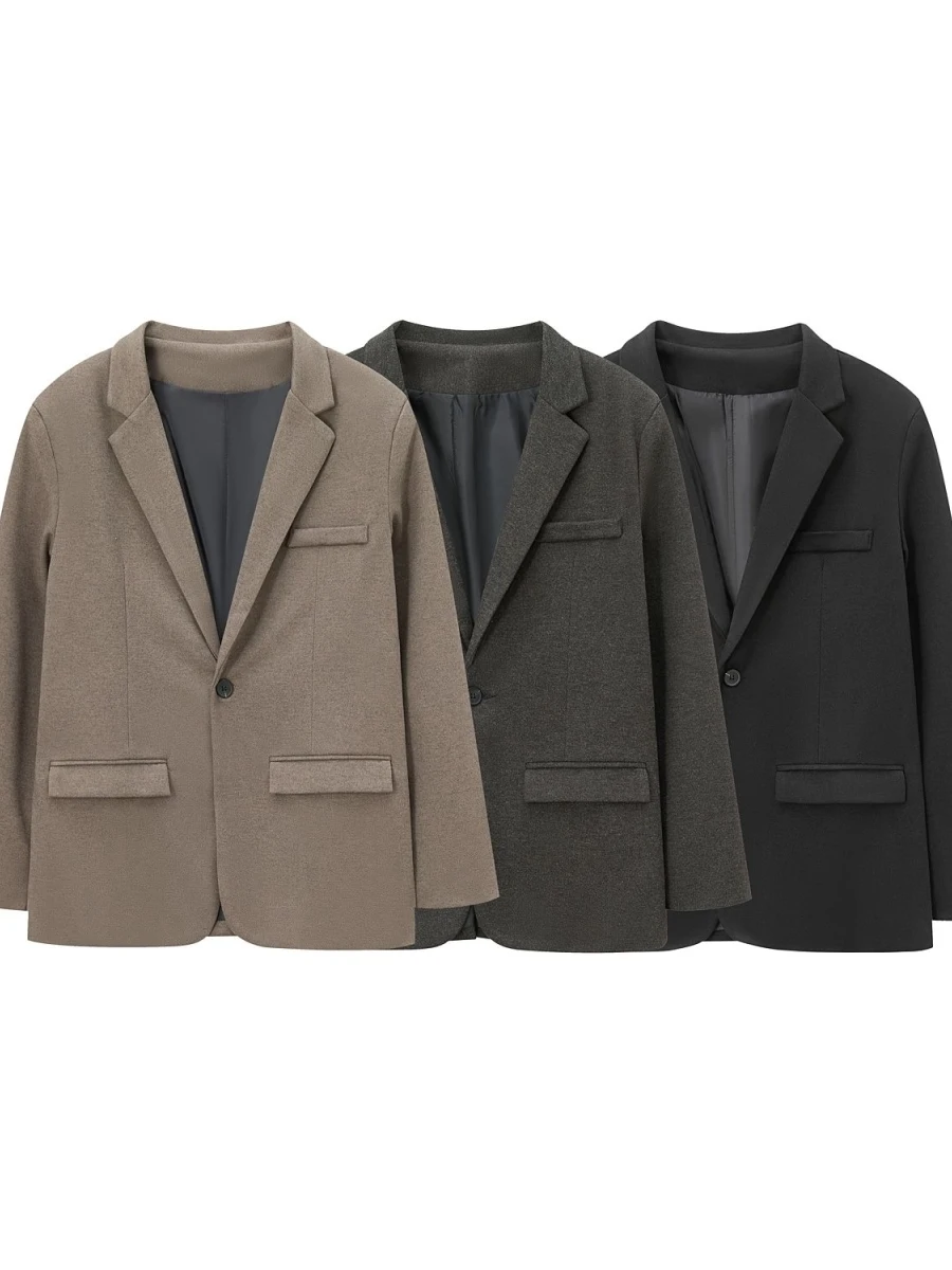 

Casual Woolen Men's Jaet Autumn Winter Faionable Busin Sle Lightweight Maturi Wind Long Sve Stand Fit Coat