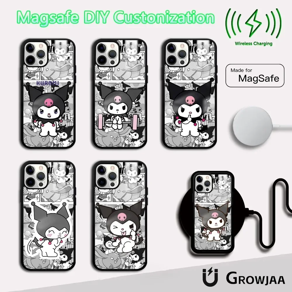 

Cute Sanrio Kuromi Phone Case For iPhone 16 15 14 13 12 11 Pro Max Plus Mini Magsafe Mirror Wireless Magnetic Cover