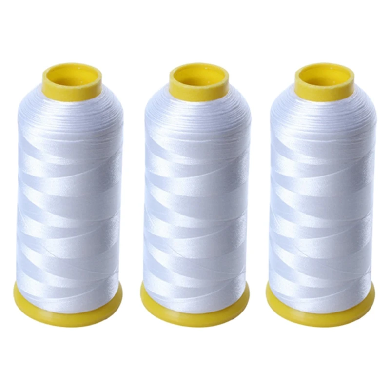 3 Pack White Stronger 5000M Cones Bobbin Thread Filament Polyester for Embroidery Machine 135g/Roll