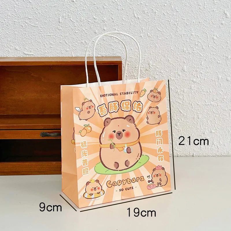 4pcs Capybara Paper Bag with Handles Festival Party Cookie Candy Packaging Box Children\'s Day Gift Bag Cute Paper Bag Handbag