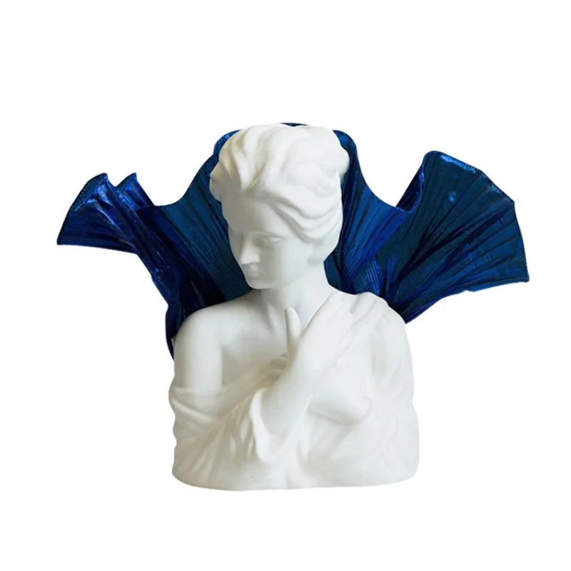 

Modern art dream blue mermaid girl sculpture high-end niche statue living room entrance soft decoration ornament