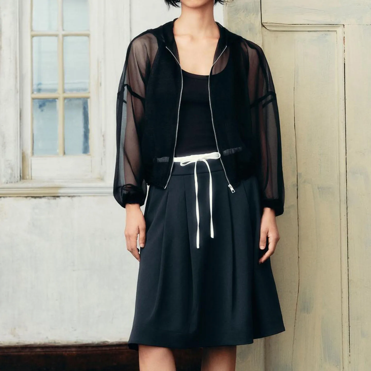 Z Damen Faion Schlichter, transparenter Jaet-Mantel mit Kapuze, langer Swe, Reißverschluss, Damen-Oberbekleidung, Herbst 2025, Neuankömmling