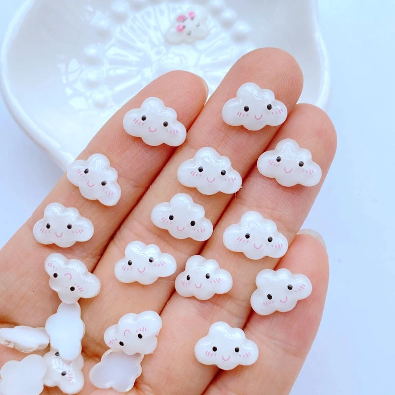 50pcs New Cute Resin 8*12mm Mini Cloud Flat Back Figurines DIY Wedding Scrapbook Manicure Accessories