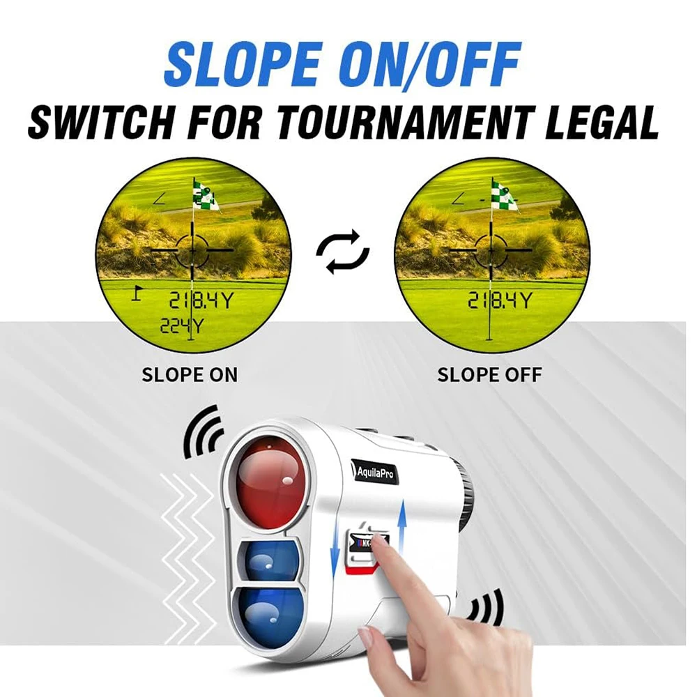 AquilaPro 650/1000Yards Golf Rangefinder with Flag Locking Vibration, 6X Magnification Type-C Charging Slope Switch for Golfing