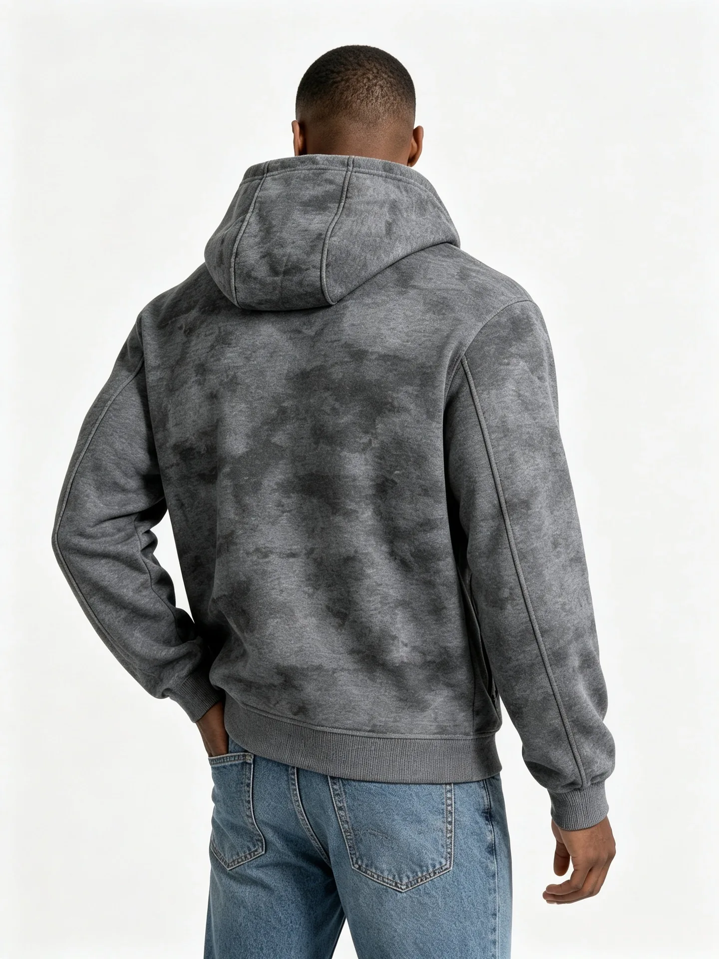 Men Tie Dye Zip Up Hoodie Heavyweight Full Zip Hooded Sweatshirt European High Street Loose Streetwear Autumn Casual Outerwear J