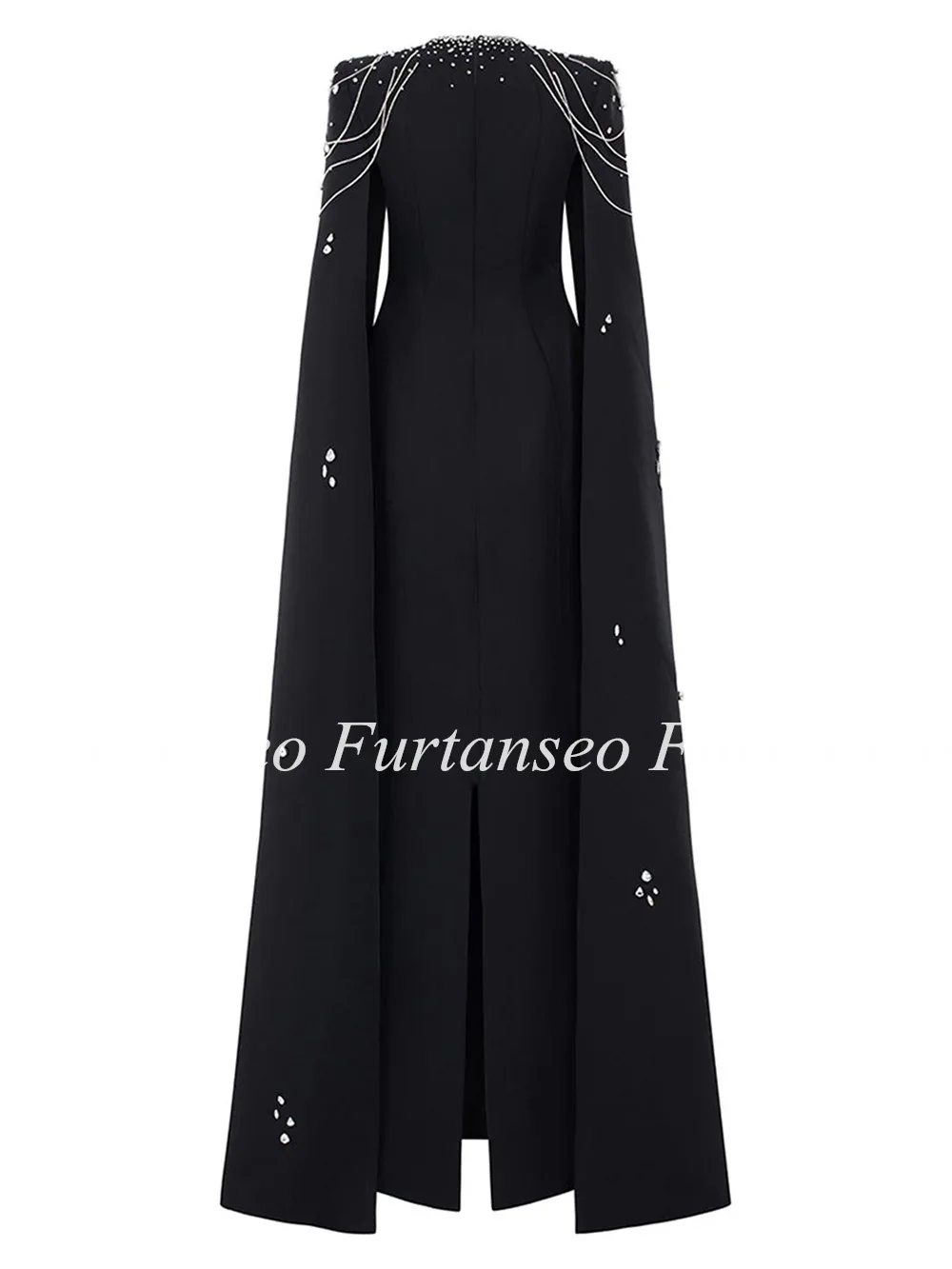 Saudi Arab Formal Occasion Dresses Customized Crystal Rhinestone Black Party Gown Floor Length Arabian Evening Dress for Woman