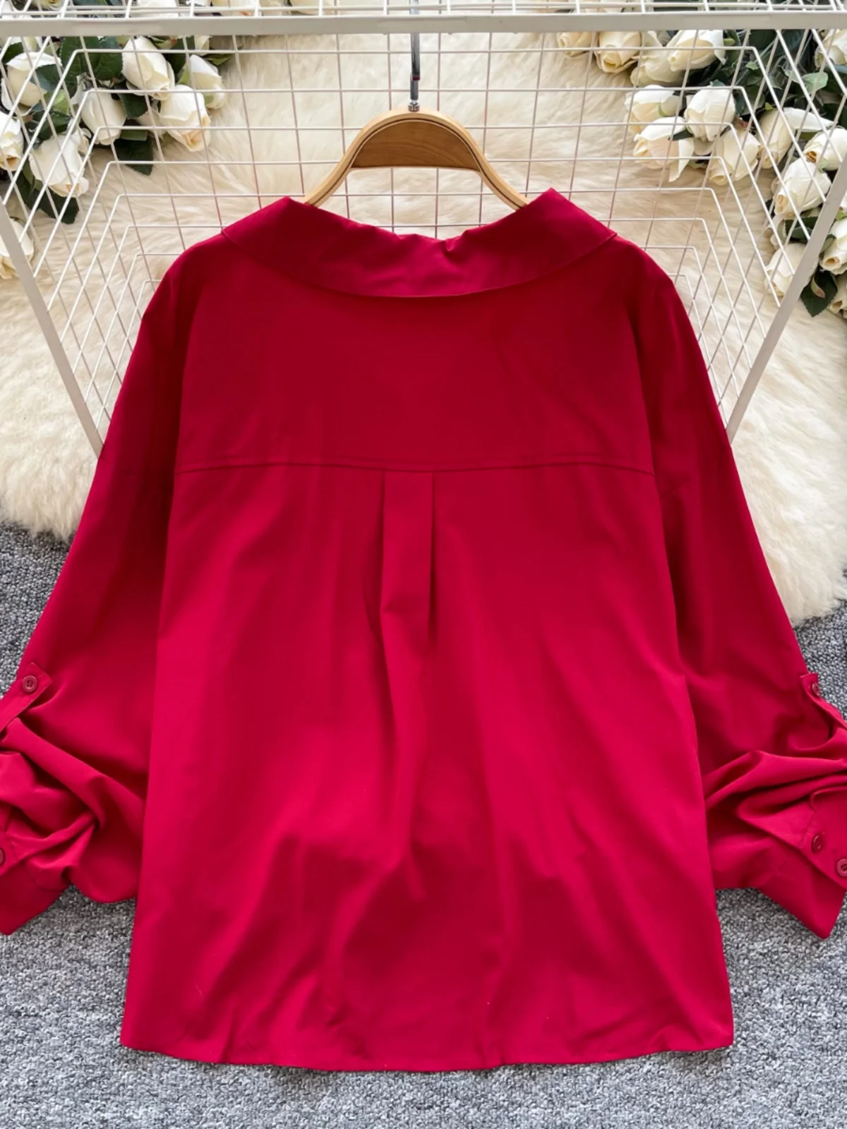 mat Kleur Lang Sve irt Dames Los Vlees Verhullend Ontwerp Ele Woon-werkverkeer Casual Top Polyestervezel