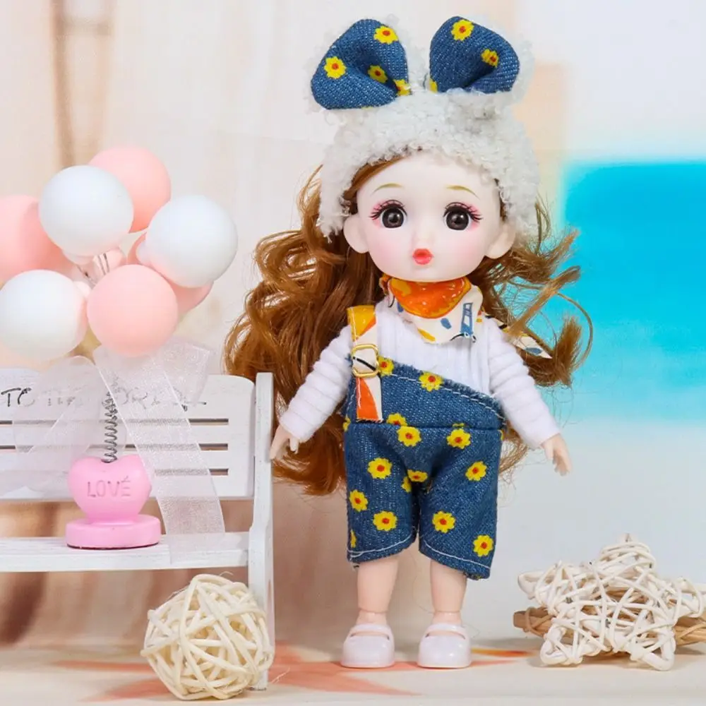 Mignon grands yeux 16 cm BJD 1/12 échelle mobile visage mignon BJD doux 16 cm Figure Bjd Mini 16 cm bricolage cadeaux