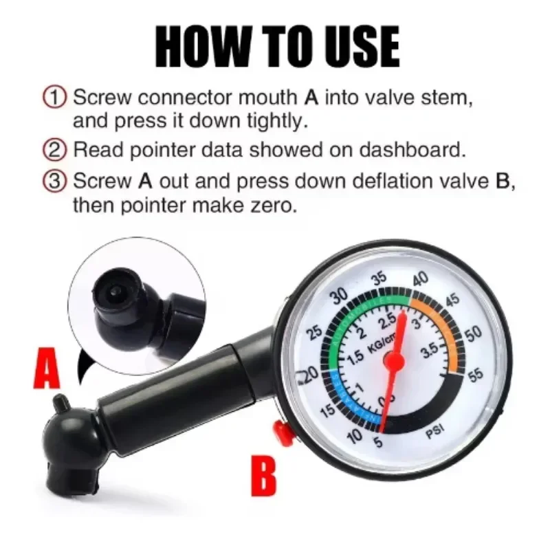 Auto Reifen Manometer Reifen Deflation Pointer Auto Reifen Inflation Manometer Messung Hohe Präzision Meter Detektor