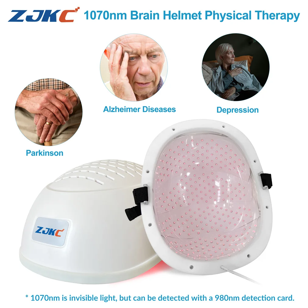 

ZJKC 1070nm Stroke Patients Treatment Photobiomodulation PBM Near Infrared Light Therapy Helmet for Parkinson Anxiety Depression