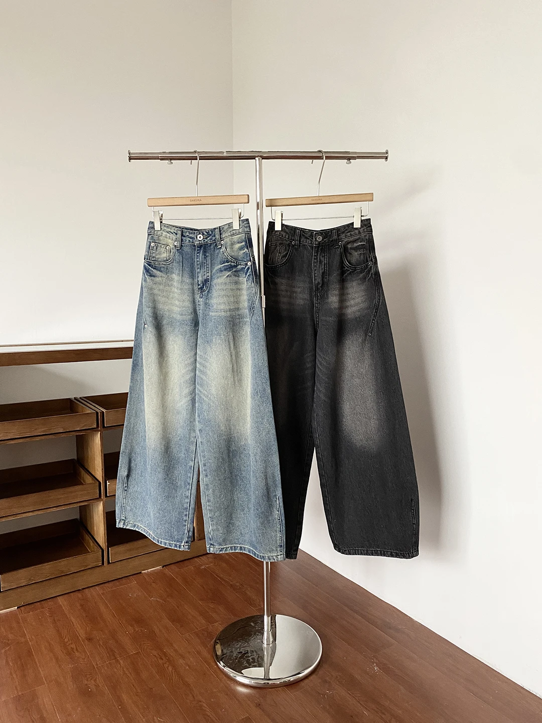 

High Waist Wide Leg Denim Jeans Women's Floor Length Loose Bucket Pants Spring 2026 Vintage Washed Casual Trousers