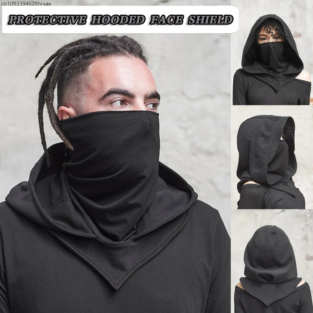 Unisex Medieval Assasian Ninja Rogue Cowl Hood Scarf Winter Neck Warmer Costume Hooded Cape Hat for Halloween Cosplay