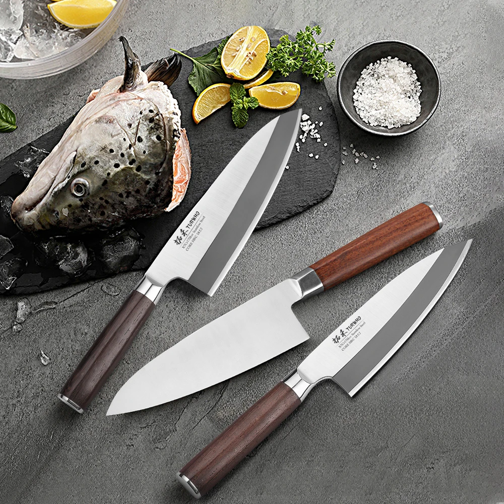 TURWHO Japanese Sashimi Knife Deba Salmon Sushi Filleting Kitchen Knives Yanagiba Fish Head Cleaver Chef Knives Kitchen Tools