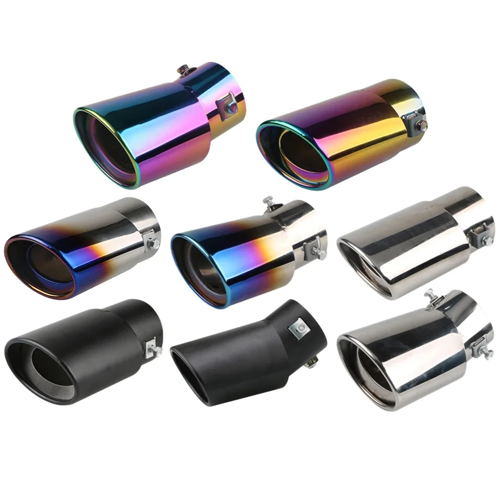 

Универсальный автомобильный глушитель выхлопной трубы, круглый наконечник из нержавеющей стали, задний хромированный, 63 мм