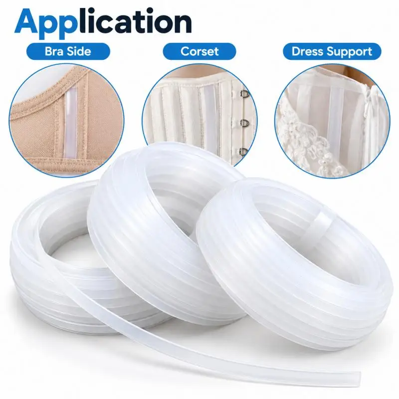 10/20M 4-12mm Sewing Plastic Ribbon Clothes Corset Support Strap Bra Dress Fish Boning Webbing Tape  DIY Sewing Accessories