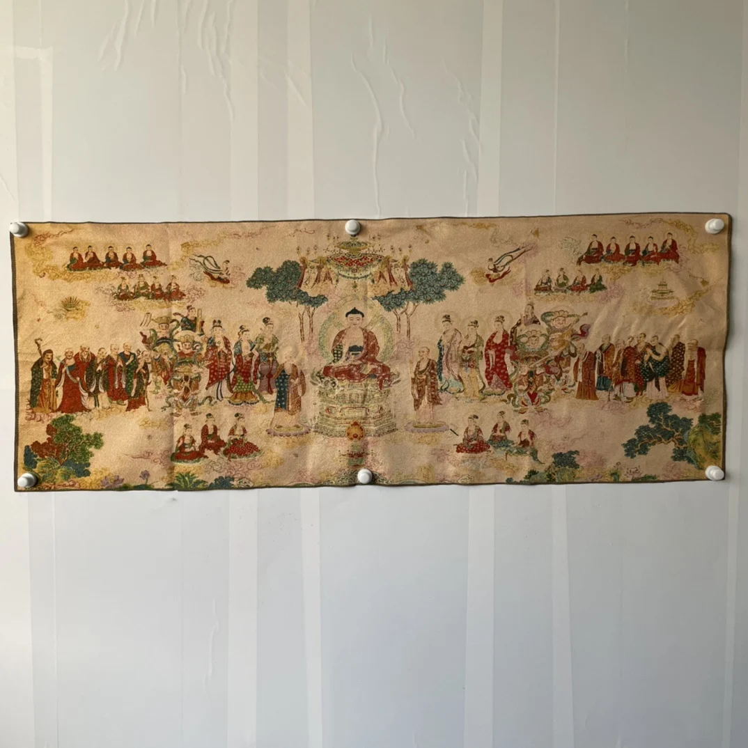 Image missionnaire de bouddha Tangka tissage brocart broderie décoration de la maison peinture suspendue