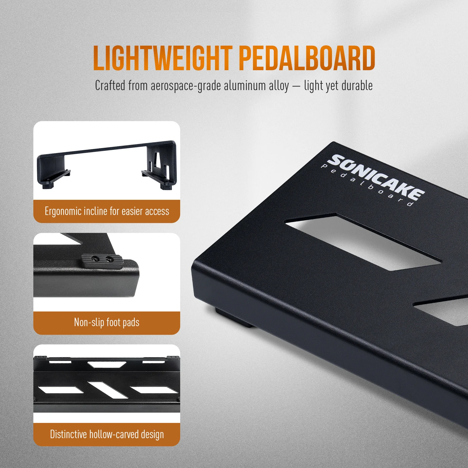 SONICAKE لوحة دواسة الجيتار الصغيرة تأثيرات الجيتار لوحة دواسة صغيرة مدمجة مع شريط جبل الدواسات وربطة كابلات وكابلات التصحيح #3