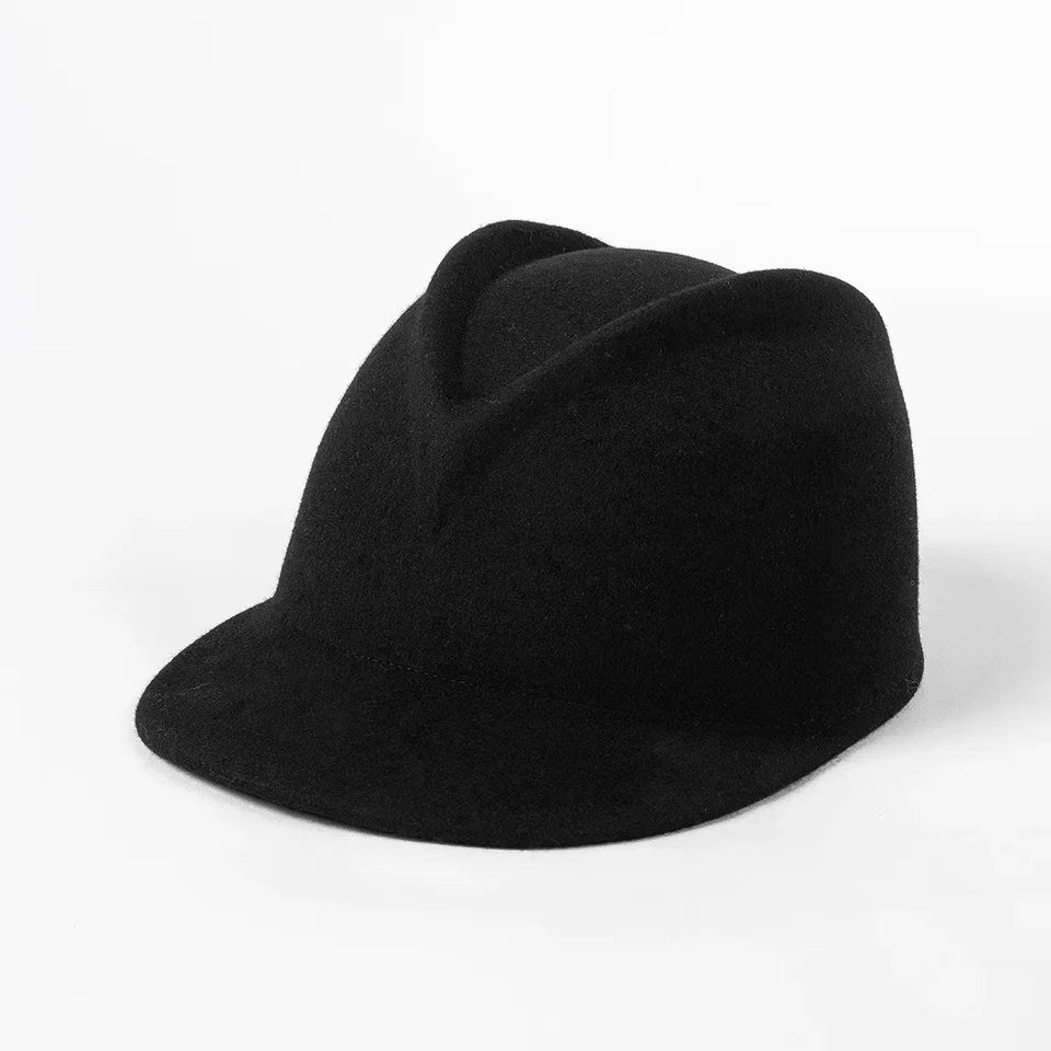 100% Wool Riding Cap Autumn Winter Fashion Casual Woolen Equestrian Fedora Hat Women's Outdoor Shopping Warm Peaked Cap