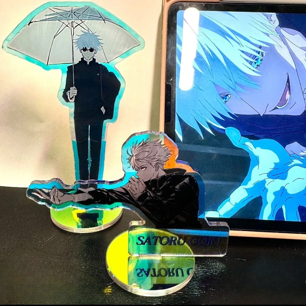 

Новый Gojo Satoru акриловая фигурка-подставка Jujutsu Kaisen аниме периферийные устройства милый мультфильм оригинальность светоотражающий лазерный настольный орнамент