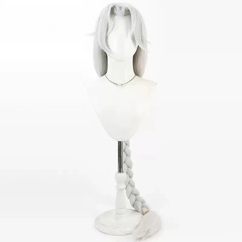 To Be Hero X Queen Cosplay Wig 100cm Women Long Straight Silver White Braided Heat Resistant Hair